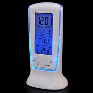 Dekorativni LCD digitalni koledar z modro osvetlitvijo