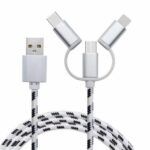 USB polnilni kabel 3v1 - Apple Lighting (8-pin), USB micro (tip B), USB-C