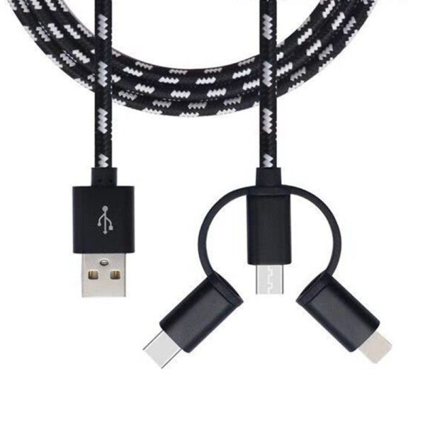 USB polnilni kabel 3v1 - Apple Lighting (8-pin), USB micro (tip B), USB-C