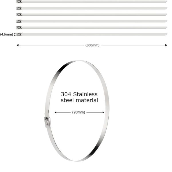 Kovinske vezice iz nerjavečega jekla SS304, 4.6x300mm | PIRO spletna trgovina