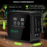 Prikaz podrobnosti in dimenzij meglilnega sistema za terarije