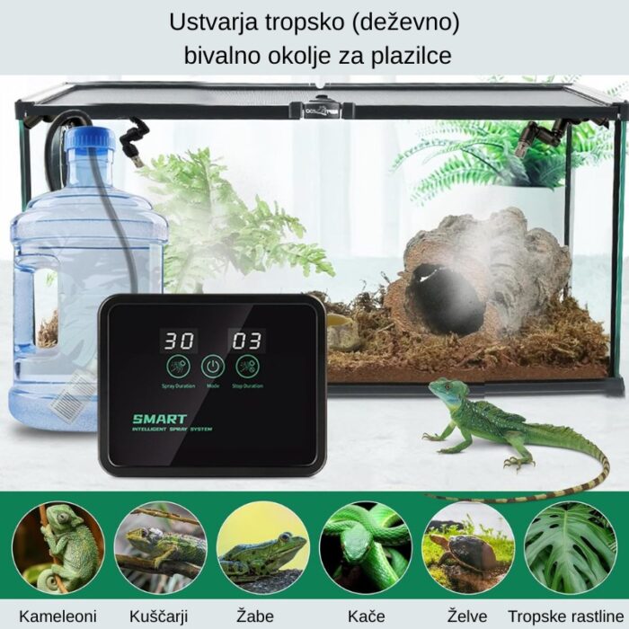 Meglilni sistem za terarije ustvarja tropsko bivalno okolje za plazilce in rastline