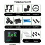 Vsebina paketa meglilnega sistema za terarije z vsemi priloženimi dodatki